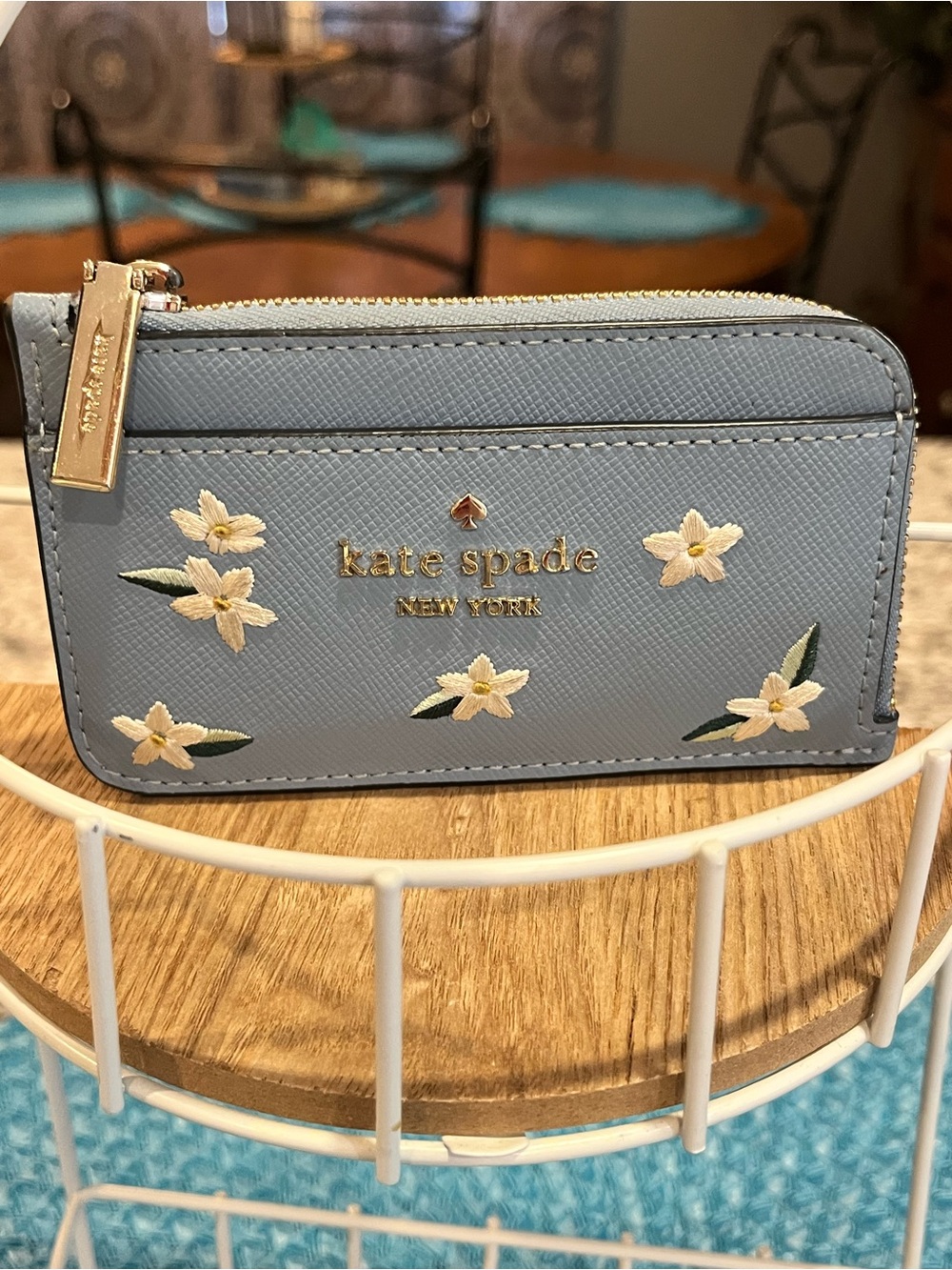 Kate Spade Madison Floral Embroidered Leather Card Holder - Picture 6 of 8